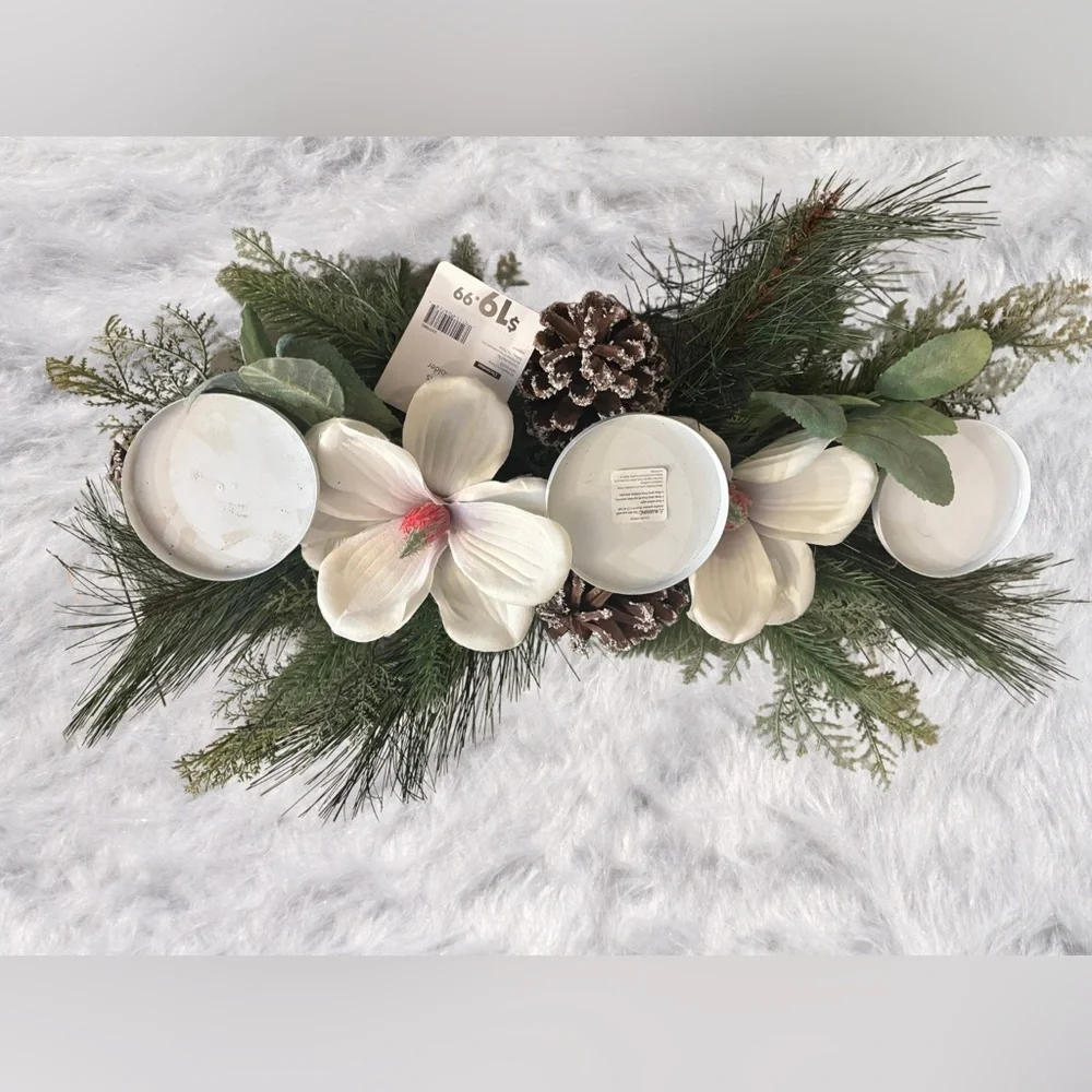 Festive Floral Candle Holder Centerpiece